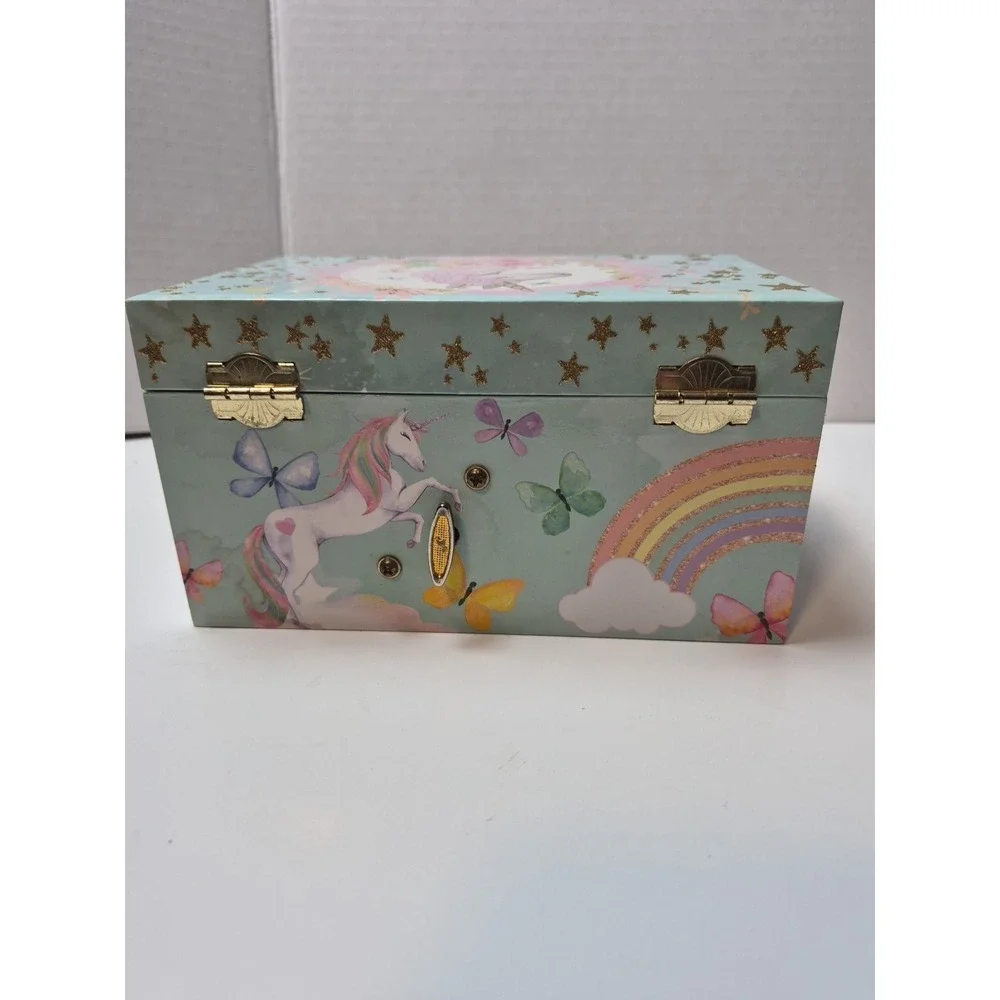 The Memory Building‎ Company Unicorn Music Jewelry Box Girl's Rainbow Working